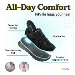 FitVille Men's Walking Shoes Extra Wide Lightweight Sneakers for Flat Feet Arch Fit Heel Pain Relief Non-Slip Running Shoes