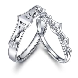 Trumium 100% 925 Silver Princess and Knight Couple Rings for Women Men Promise Love Matching Ring Gifts for Girlfriend Boyfriend