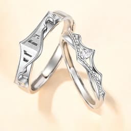 Trumium 100% 925 Silver Princess and Knight Couple Rings for Women Men Promise Love Matching Ring Gifts for Girlfriend Boyfriend