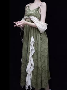 2024 New Lolita Retro Jacquard Elegant Dress Y2K Vintage Cosplay Green Daily Temperament Gorgeous Elegant Queen Princess Dresses