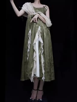 2024 New Lolita Retro Jacquard Elegant Dress Y2K Vintage Cosplay Green Daily Temperament Gorgeous Elegant Queen Princess Dresses