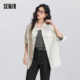 Semir Long Sleeve Shirt Women Mid-Length Diamond Pattern Cotton 2025 New Spring Oversize Top for Casual and Chic Looks