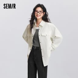 Semir Long Sleeve Shirt Women Mid-Length Diamond Pattern Cotton 2025 New Spring Oversize Top for Casual and Chic Looks
