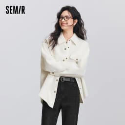 Semir Long Sleeve Shirt Women Mid-Length Diamond Pattern Cotton 2025 New Spring Oversize Top for Casual and Chic Looks