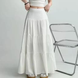 Spring Summer ankle length Skirt Fairy Skirt autumn korean White y2k Skirt with Elastic waist loose Mid Length Design skirts new
