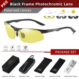CLLOIO Aluminium Rimless Photochromic Day Night Vision Anti-Glare Glasses Men Polarized Driving Sunglasses Travel Fishing Goggle