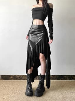 AltGoth Harajuku Cyber Punk Skirt Women Dark Academia Gothic Streetwear New Fashion Y2k Irregular Pu Patchwork High Waist Skirt