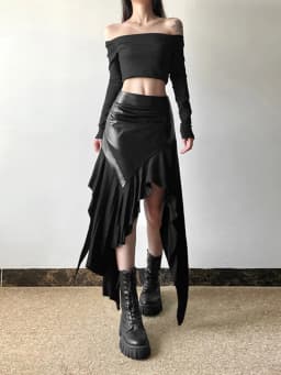 AltGoth Harajuku Cyber Punk Skirt Women Dark Academia Gothic Streetwear New Fashion Y2k Irregular Pu Patchwork High Waist Skirt
