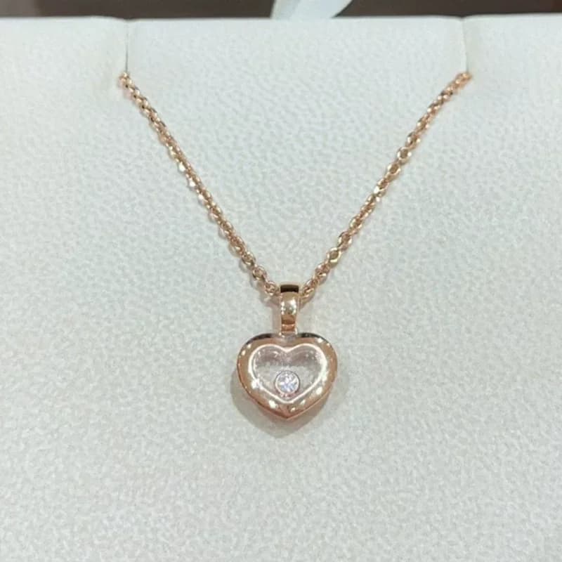 925 Sterling Silver Necklace Happy Move Stone 5A Zirconia Heart Pendant Necklaces Sets For Women Fine Jewelry