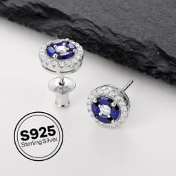 APIR Blue Sapphire Moissanite Stud Earrings for Men Women 925 Sterling Silver Marquise Blue Stone Diamonds Earrings Jewelry Gift