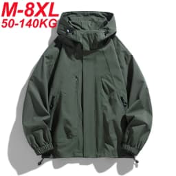 Big Size Mens Oversize Jacket Hooded Waterproof Windbreaker Male Plus Large Spring 8XL 120kg Coat Outwear Camping Fishing Hiking