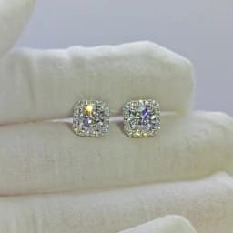 NeeTim 0.5ct 1ct Pink Moissanite Studs Earrings for Women 925 Sterling Silver Black Blue Grey Sparkling Engagement Stud Earring