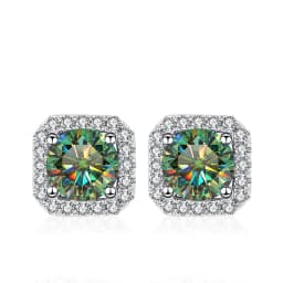 NeeTim 0.5ct 1ct Pink Moissanite Studs Earrings for Women 925 Sterling Silver Black Blue Grey Sparkling Engagement Stud Earring
