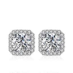 NeeTim 0.5ct 1ct Pink Moissanite Studs Earrings for Women 925 Sterling Silver Black Blue Grey Sparkling Engagement Stud Earring