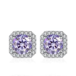 NeeTim 0.5ct 1ct Pink Moissanite Studs Earrings for Women 925 Sterling Silver Black Blue Grey Sparkling Engagement Stud Earring