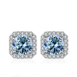 NeeTim 0.5ct 1ct Pink Moissanite Studs Earrings for Women 925 Sterling Silver Black Blue Grey Sparkling Engagement Stud Earring