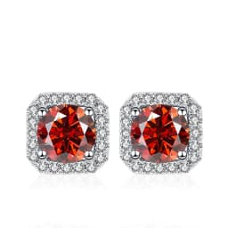 NeeTim 0.5ct 1ct Pink Moissanite Studs Earrings for Women 925 Sterling Silver Black Blue Grey Sparkling Engagement Stud Earring