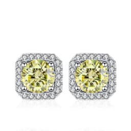 NeeTim 0.5ct 1ct Pink Moissanite Studs Earrings for Women 925 Sterling Silver Black Blue Grey Sparkling Engagement Stud Earring