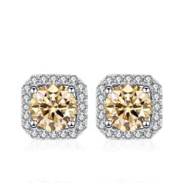 NeeTim 0.5ct 1ct Pink Moissanite Studs Earrings for Women 925 Sterling Silver Black Blue Grey Sparkling Engagement Stud Earring