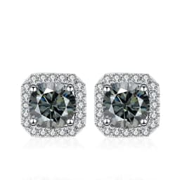 NeeTim 0.5ct 1ct Pink Moissanite Studs Earrings for Women 925 Sterling Silver Black Blue Grey Sparkling Engagement Stud Earring