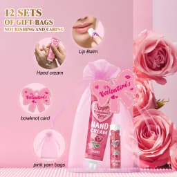 96 Pieces Hand Cream and Lip Balm Gift Set - Includes Pink Gift Bag and Bow Card, Suitable for Wedding, Holiday Gift Distributio