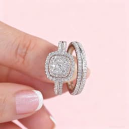 Newshe GRA Certified Moissanite Wedding Rings for Women 925 Sterling Silver Brilliant Round Engagement Ring 2Pcs Bridal Set