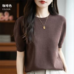 Autumn Women 100% Merino Wool Sweater O-Neck Cashmere Pullover Basic Fashion Short Sleeve Clothing Comfort Top Casual Solid