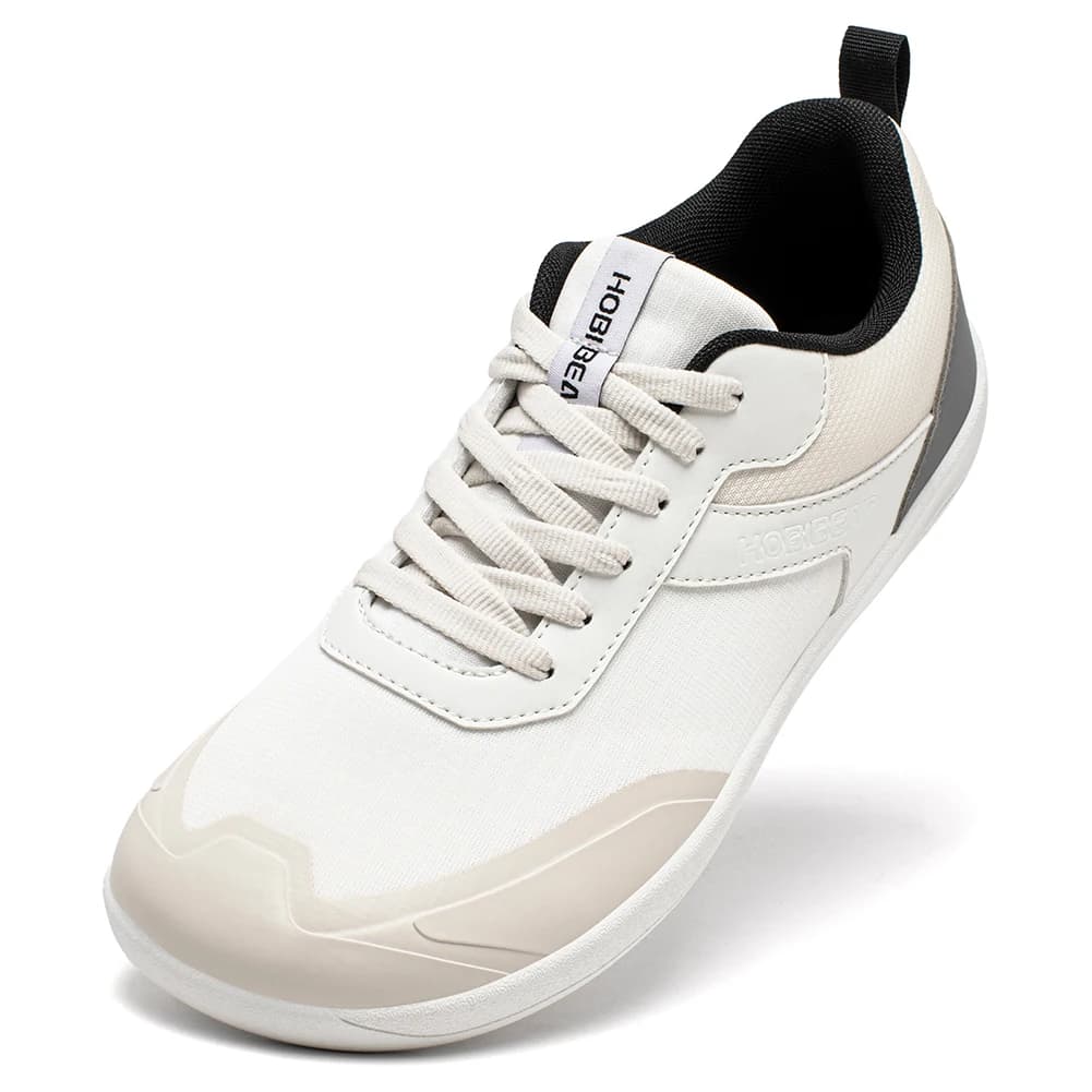 HOBIBEAR Wide Toe Shoes Mens Womens Minimalist Mesh Artificial Leather Sneakers Lace Up Lightweight Breathable Walking Shoes