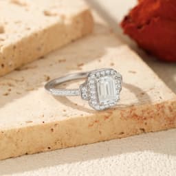 MODIAN 1CT Emerald Cut Moissanite Halo Rings 925 Sterling Silver Luxury Finger Rings For Women Wedding Statement Fine Jewelry