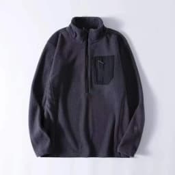New Comfortable and Thick Men's and Women's Sports Semi-zipper Fleece Sweatshirt with Wavy Fleece and Long-sleeved Sweatshirt