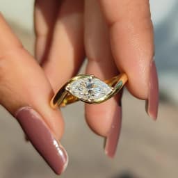 1/2CT Marquise Cut Moissanite Engagement Ring with Certicate 925 Sterling Silver Bypass Solitaire Diamond Wedding Ring for Women
