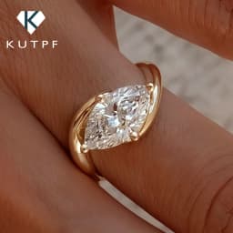 1/2CT Marquise Cut Moissanite Engagement Ring with Certicate 925 Sterling Silver Bypass Solitaire Diamond Wedding Ring for Women
