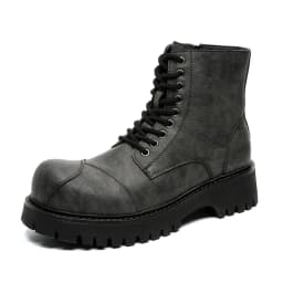 British style mens fashion high motorcycle boots lace-up original leather shoes big toe cowboy platform boot cool desert botas