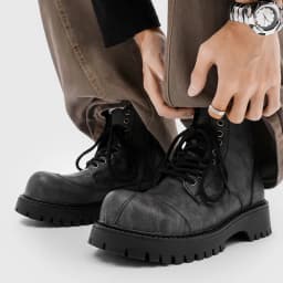 British style mens fashion high motorcycle boots lace-up original leather shoes big toe cowboy platform boot cool desert botas