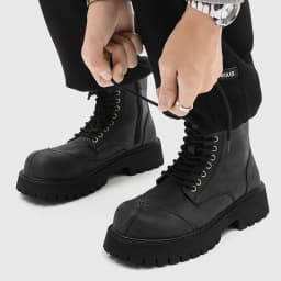 British style mens fashion high motorcycle boots lace-up original leather shoes big toe cowboy platform boot cool desert botas