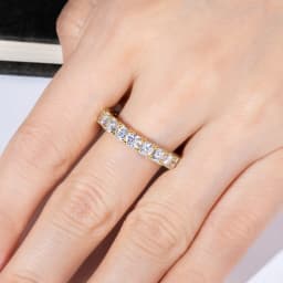 AnuJewel 3.5mm D Color Moissanite Eternity Band Ring 925 Sterling Silver 14k Yellow Gold Plated Wedding Rings for Women Jewelry