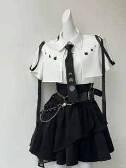 Fashion Y2k Skirt Suit Aesthetic Lolita Style 2 Piece Sets Women Gothic Shirts Slim Mini Pleated Skirts Female Kawaii Skirt