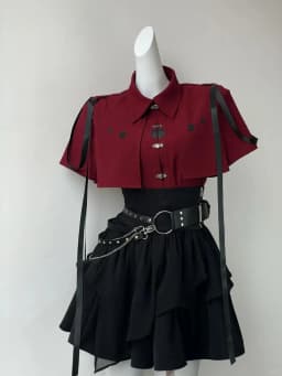 Fashion Y2k Skirt Suit Aesthetic Lolita Style 2 Piece Sets Women Gothic Shirts Slim Mini Pleated Skirts Female Kawaii Skirt