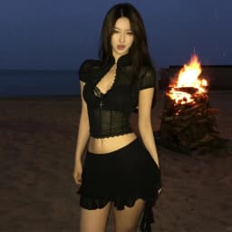 Tonngirls Y2k Fairycore Two Piece Set For Women Hollow Out Lace Mesh Shirt + Irregular Mini Shirts Vintage Skirt Sets Japanese