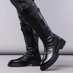Men's Autumn Winter Vintage Outdoor Long Boots British Style Work Boots High Top Men's Leather Boots-1307