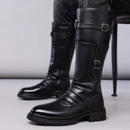 Men's Autumn Winter Vintage Outdoor Long Boots British Style Work Boots High Top Men's Leather Boots-1307