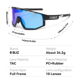 B BLIZ Fusion UV400 Cycling Goggles Windproof Mountain Bike Sunglasses Men and Women Skiing Hiking Riding Glasses 3 Lenses Set