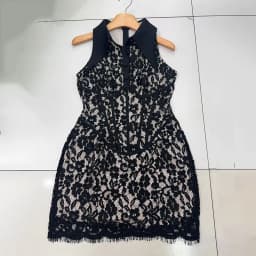 TWOTWINSTYLE Patchwork Lace Dresses for Women Lapel Sleeveless High Waist Slimming Spliced Button Mini Dress Female Fashion 2026