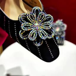 Party Shoes and Bag Ladies Heel Decoration Pure Elegant Flower Wedding Shoes and Bag Full Rhinestone Fashion Handbag