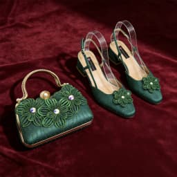 Party Shoes and Bag Ladies Heel Decoration Pure Elegant Flower Wedding Shoes and Bag Full Rhinestone Fashion Handbag