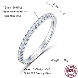 WES Moissanite Full Eternity Ring Wedding Band 925 Sterling Silver D Color VVS1 Lab Anniversary Engagement Stackable Women Ring