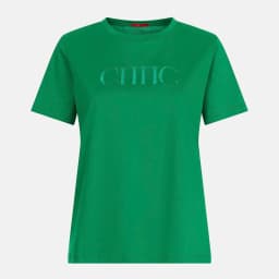 CH Premium Pure Cotton Embroidered T-shirt Brown CHHC Letter Embroidered Top Women 2026 New Simple Round Neck Base Shirt