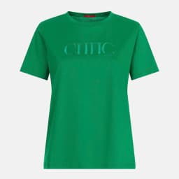 CH Premium Pure Cotton Embroidered T-shirt Brown CHHC Letter Embroidered Top Women 2026 New Simple Round Neck Base Shirt