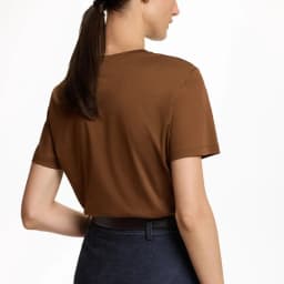 CH Premium Pure Cotton Embroidered T-shirt Brown CHHC Letter Embroidered Top Women 2026 New Simple Round Neck Base Shirt