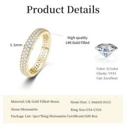 Lnngy Certified Double Row 1.3mm Moissanite Eternity Ring Sparkling Lab Diamond Engagement Rings For Women Wedding Jewelry Gift
